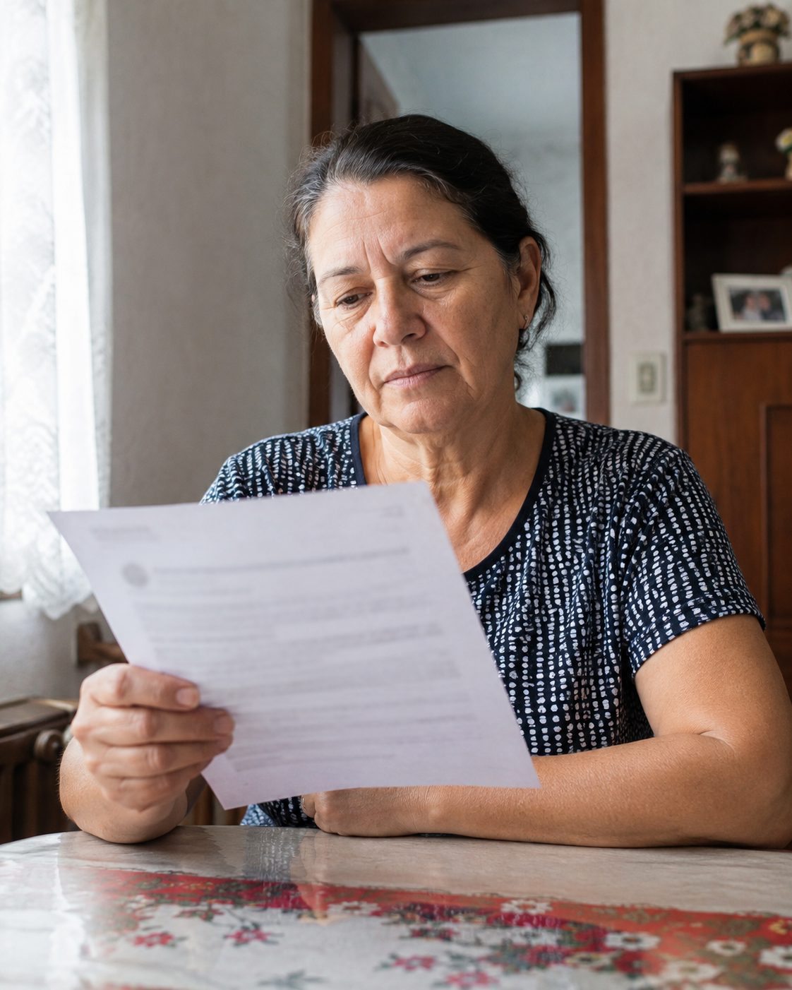 Mulher lendo a carta do INSS